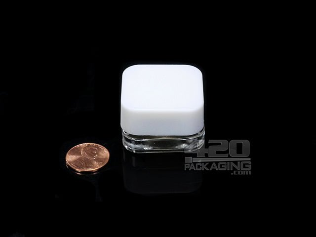 5ml Square Glass Jars With Child Resistant Screw Top Lid 250/Box Clear Jar/Black Lid - 3