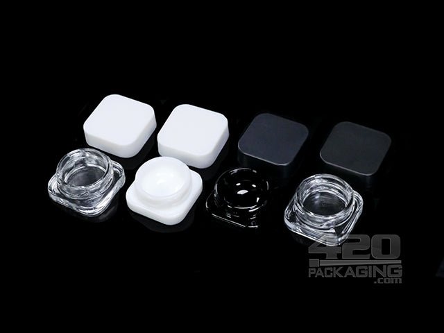 9ml Square Glass Jars With Child Resistant Screw Top Lid 250/Box Clear Jar/Black Lid - 5