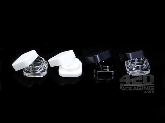 9ml Square Glass Jars With Child Resistant Screw Top Lid 250/Box Clear Jar/Black Lid - 1