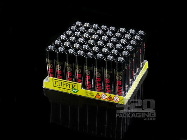 Clipper Lighter RAW Black Rolling Papers Design 48/Box - 2