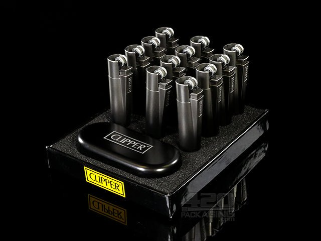 Black Gradient Metal Clipper Lighters 12/Box - 2