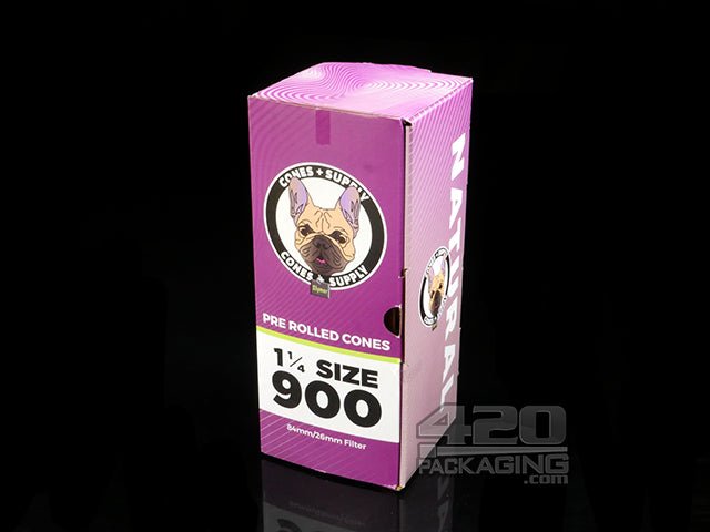 Cones + Supply 1 1-4 Sized Pre Rolled Natural Paper Cones 900/Box - 1