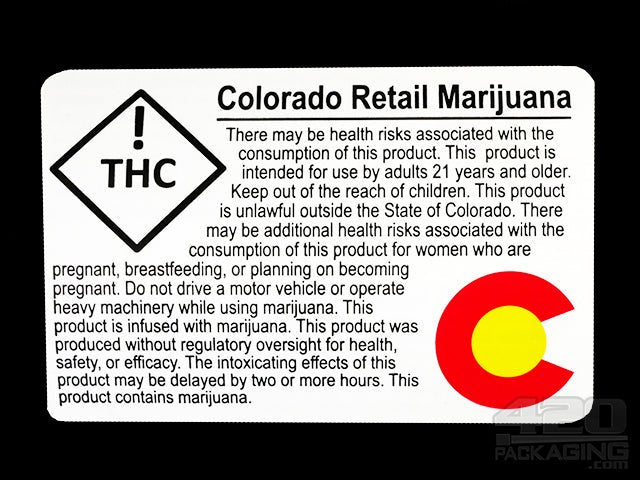 Colorado Black Retail Compliant Labels Large Size 1000/Roll - 1