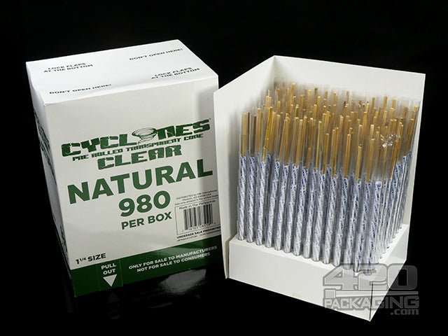 Cyclones 1 1-4 Size Natural Clear Cones 980/Box - 1
