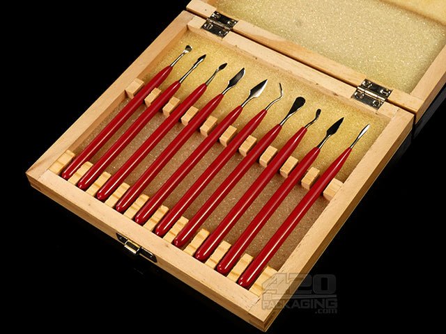 10 Piece Dab Tools Set With Wooden Storage Case - 1