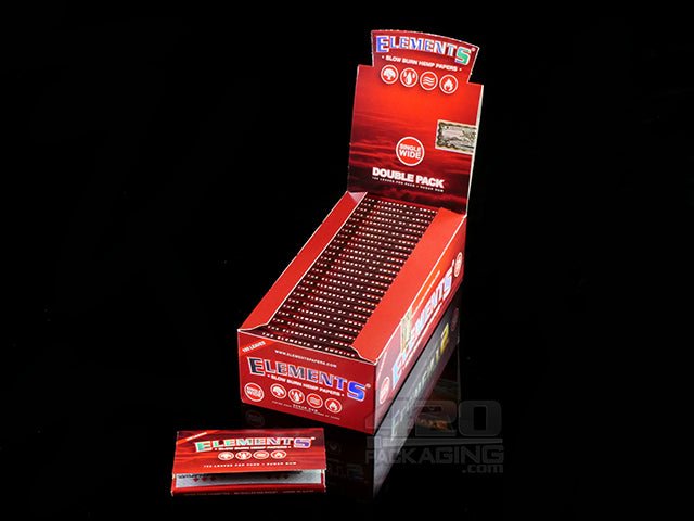 Elements Single Wide Red Slow Burn Hemp Rolling Papers 25/Box - 1
