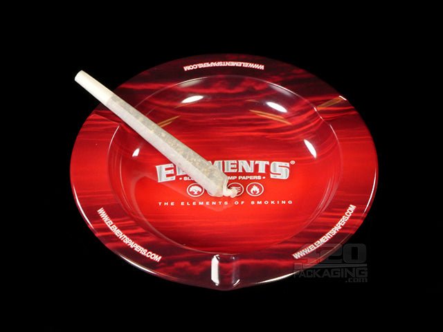 Elements Red Mini Round Metal Ashtray - 3