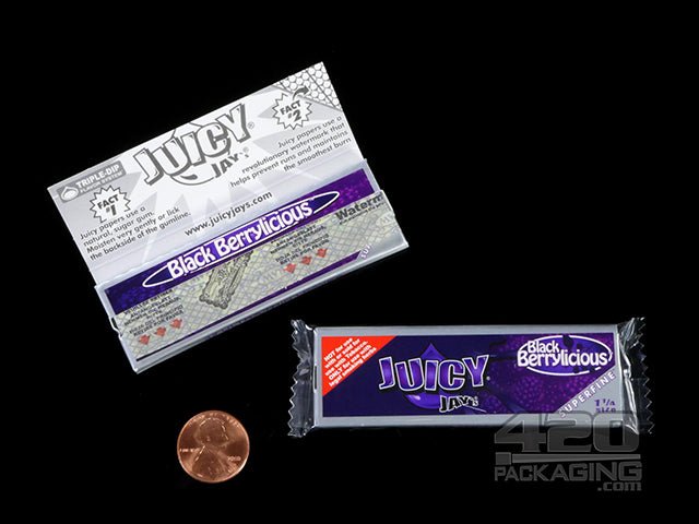 Juicy Jay's 1 1-4 Size Super Fine Black Berrylicious Flavored Hemp Rolling Papers - 3