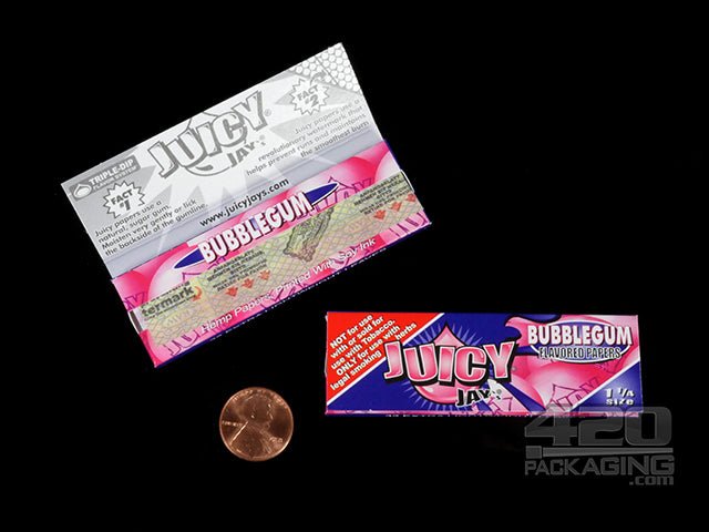Juicy Jay's 1 1-4 Size Bubble Gum Flavored Hemp Rolling Papers - 3