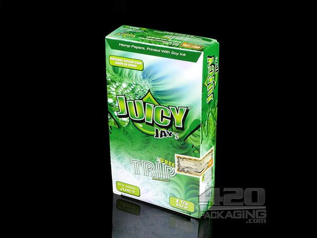 Juicy Jay's 1 1-4 Size Green Trip Flavored Hemp Rolling Papers - 2