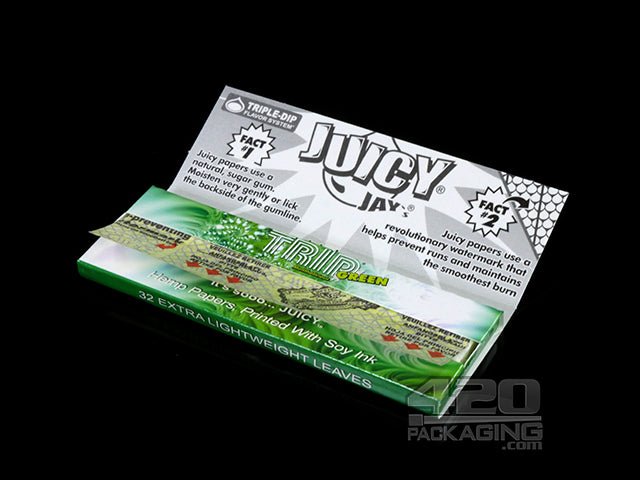 Juicy Jay's 1 1-4 Size Green Trip Flavored Hemp Rolling Papers - 4