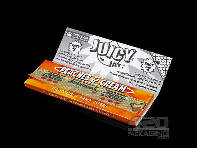 Juicy Jay's 1 1-4 Size Peaches And Cream Flavored Hemp Rolling Papers - 4