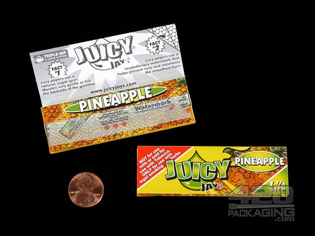 Juicy Jay's 1 1-4 Size Pineapple Flavored Hemp Rolling Papers - 3