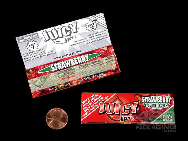 Juicy Jay's 1 1-4 Size Strawberry Flavored Hemp Rolling Papers - 3