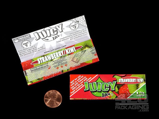 Juicy Jay's 1 1-4 Size Strawberry Kiwi Flavored Hemp Rolling Papers - 3