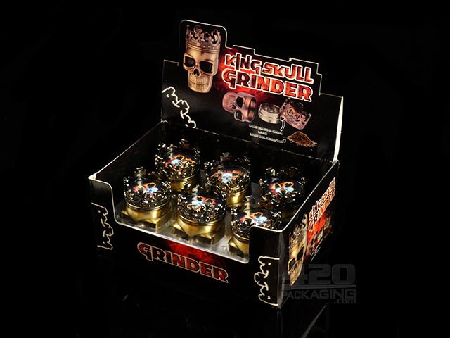 King Skull Three Piece Metal Grinder 6/Box - 4