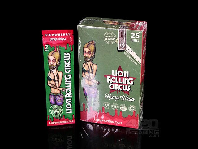 Lion Rolling Circus Strawberry Hemp Wraps 25/Box - 1