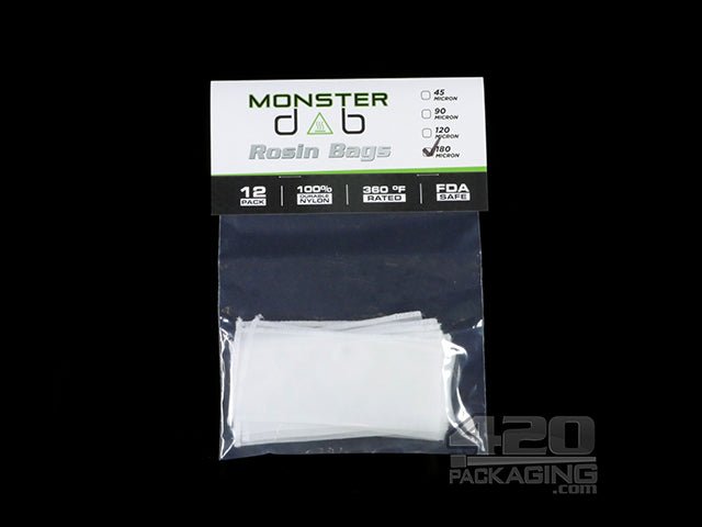 2x4 Inch Monster Dab 180 Micron Rosin Bags 12/Box - 1