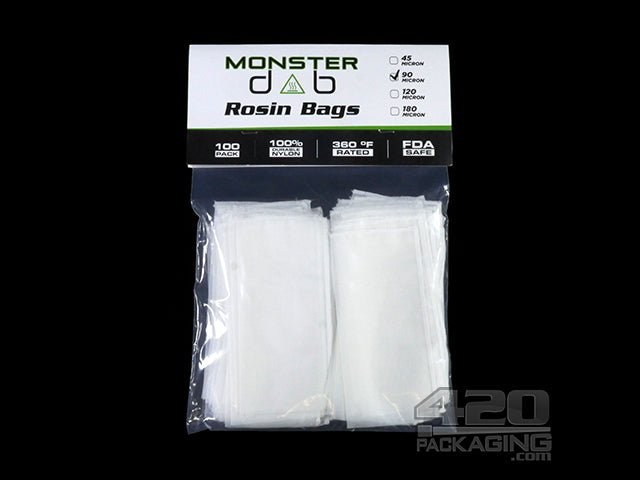 3x6 Inch Monster Dab 90 Micron Rosin Bags 100/Box - 1