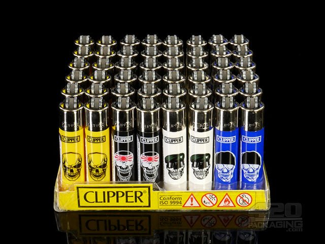 Mini Clipper Lighters Skull Design 48/Box - 2