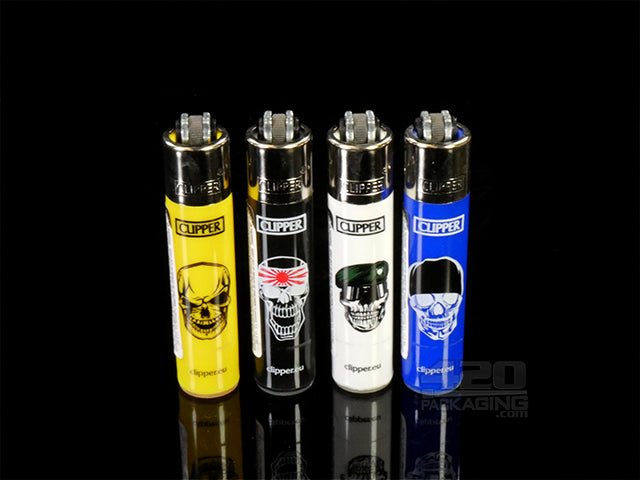 Mini Clipper Lighters Skull Design 48/Box - 1