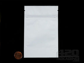 White-White 3" x 5" Mylar Stand Up Pouch Zip Bags 100/Box - 2