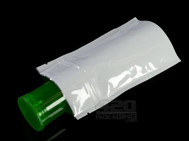 White-White 3" x 5" Mylar Stand Up Pouch Zip Bags 100/Box - 4