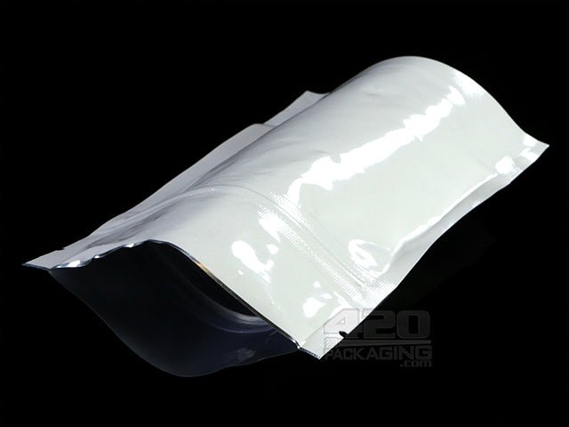 White-White 3" x 5" Mylar Stand Up Pouch Zip Bags 100/Box - 3