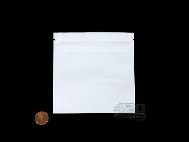 White-Clear 4.5" x 4.5" Mylar Flat Seal Zip Bags 1000/Box - 2