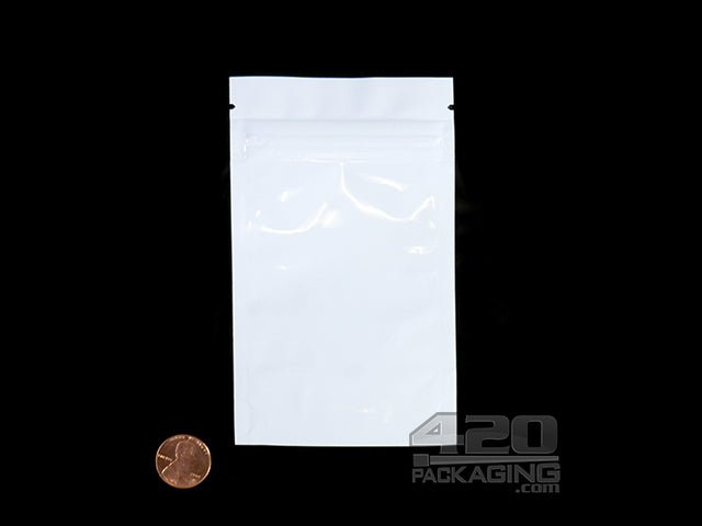 White-Clear 3" x 5" Mylar Stand Up Pouch Zip Bags 1000/Box - 2