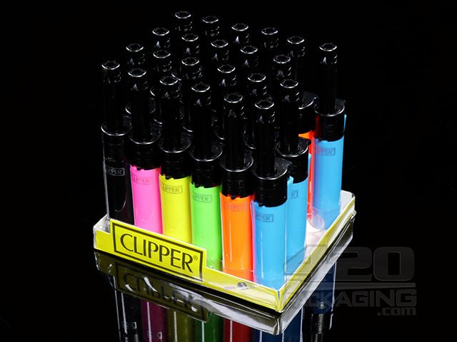 Fluorescent Neon Color Electronic Mini Tube Clipper Lighters 24/Box - 4
