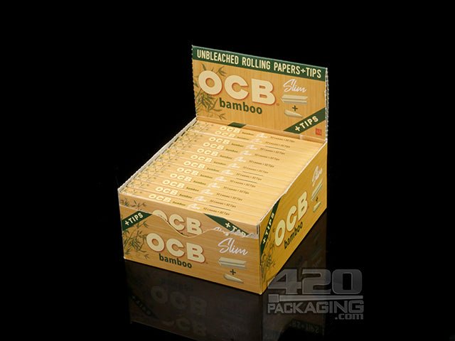 OCB Bamboo Slim Size Rolling Papers + Tips 24/Box - 1