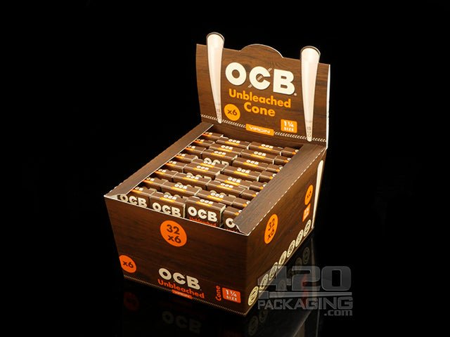 OCB 1 1-4 Size Pre Rolled Paper Cones Display Case - 1