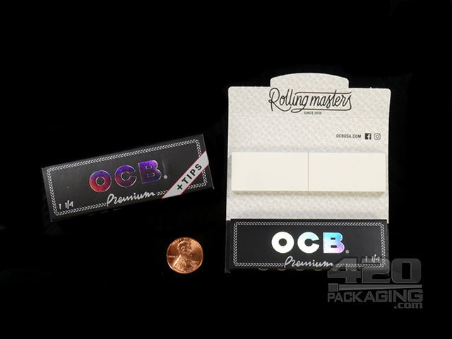 OCB 1 1-4 Size Premium Rolling Papers + Tips 24/Box - 2
