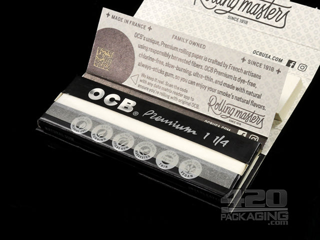 OCB 1 1-4 Size Premium Rolling Papers + Tips 24/Box - 4