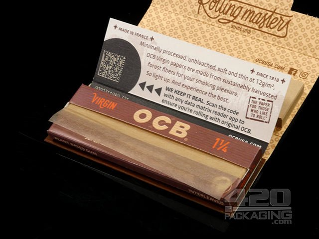 OCB 1 1-4 Size Virgin Rolling Papers + Tips 24/Box - 4