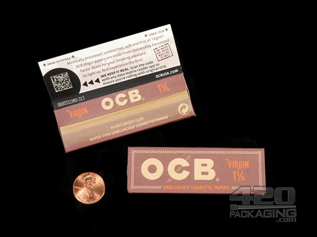 OCB 1 1-4 Size Virgin Rolling Papers 24/Box - 2