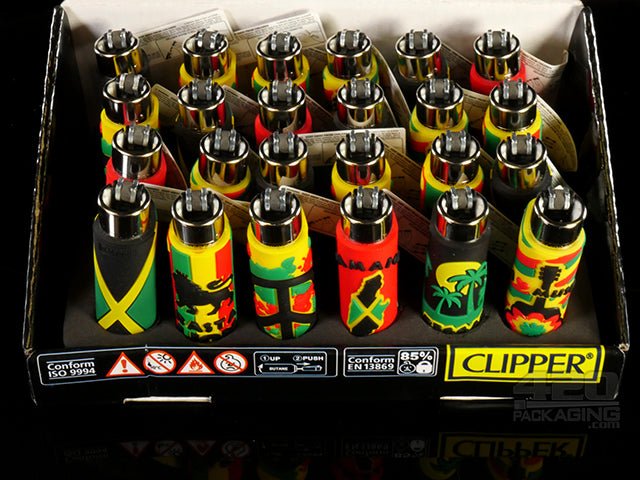 Jamaica Design Clipper Lighter With Silicone POP Cover 24/Box - 2