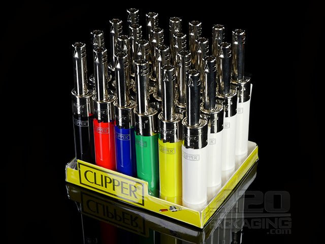 Primary Color Electronic Mini Tube Clipper Lighters 24/Box - 2