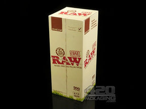 RAW 1 1-4 Size Organic Hemp Paper Pre Rolled Cones 900/Box - 1
