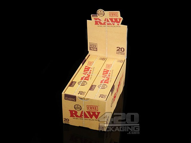 RAW 70mm Pre Rolled Cones 12 Pack Display Case (20 Cones Per Pack) - 1