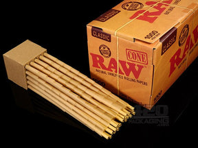 RAW 98mm Unbleached Pre Rolled Paper Cones 1000/Box - 3