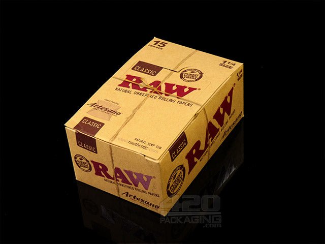 RAW 1 1-4 Size Artesano Classic Rolling Papers With Tips 15/Box - 2