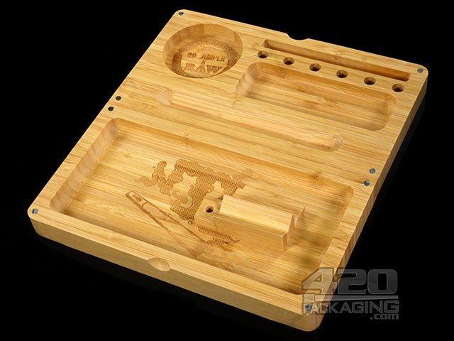 RAW X No Jumpers Backflip Magnetic Wood Rolling Tray - 1