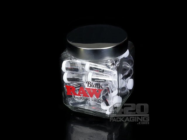 RAW Black Glass Tips 50-Jar - 1