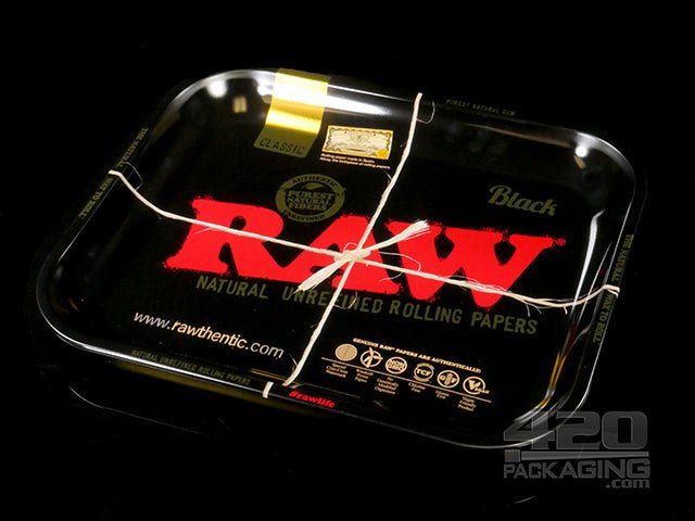 RAW Large Black Metal Rolling Tray 1/Box - 1