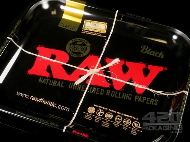 RAW Large Black Metal Rolling Tray 1/Box - 3