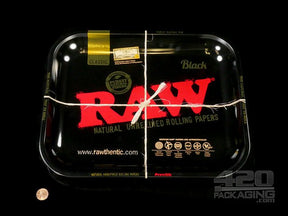 RAW Large Black Metal Rolling Tray 1/Box - 2