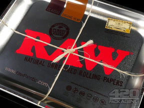 RAW Large Silver Metal Rolling Tray 1/Box - 3