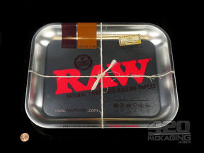 RAW Large Silver Metal Rolling Tray 1/Box - 2